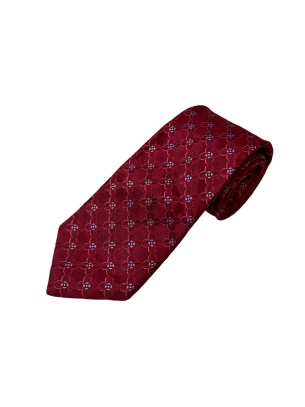 Ike Behar Silk Tie Red Geometric Floral Luxury Wedding Business Classic